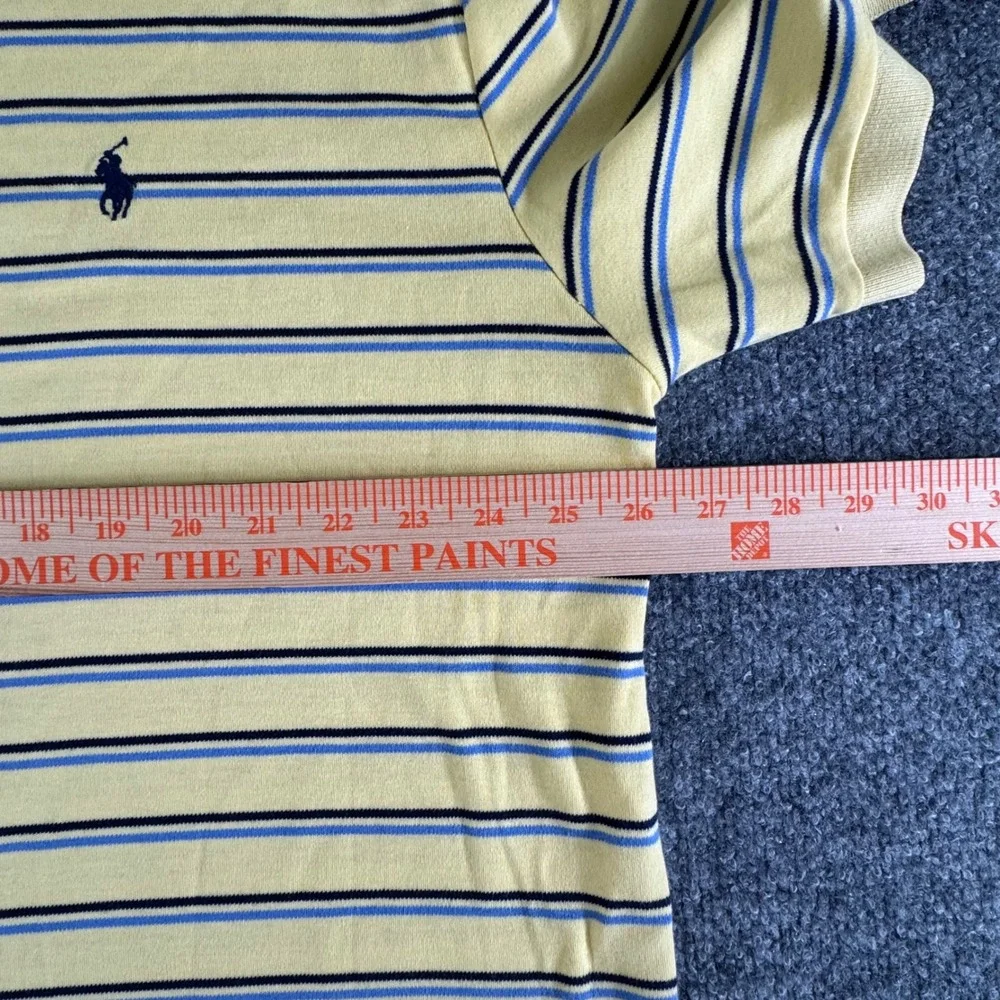 Polo Ralph Lauren Polo Shirt Mens XL Striped Cotton Classic Fit Yellow Vintage